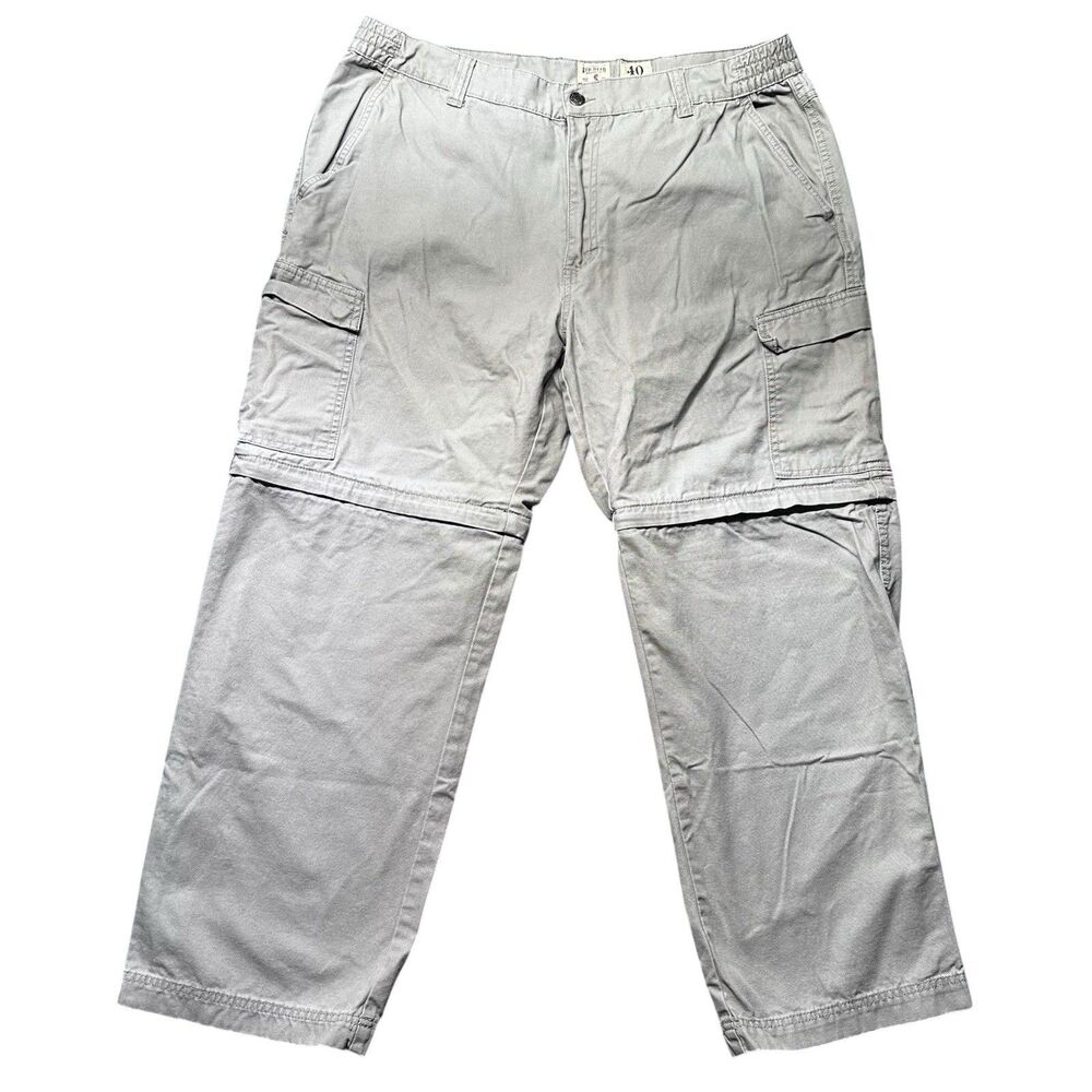 Red Head Mens 40x30 Convertible Cargo Pants Beige Zip Off Hiking Outdoor EUC